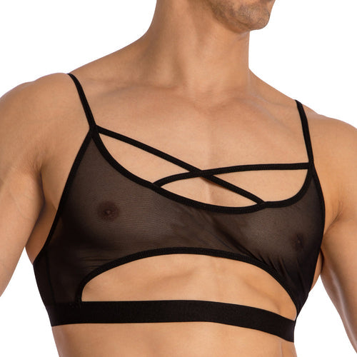 Secret Male See Through Cross Strap Tops